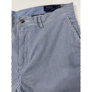 Polo‎ Ralph Lauren Men's Shorts Sz 35 Stretch Straight Fit Seersucker Blue/White